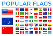 World Flags - Vector Rectangle Flat Icons - Most Popular