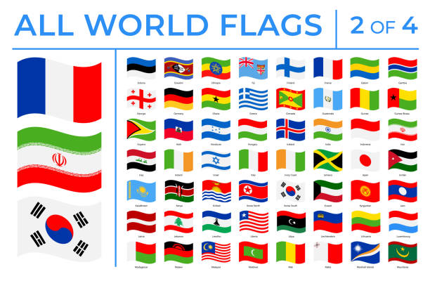 World Flags - Vector Wave Rectangle Flat Icons - Part 2 of 4 World Flags - Vector Wave Rectangle Flat Icons - Part 2 of 4 french flag stock illustrations