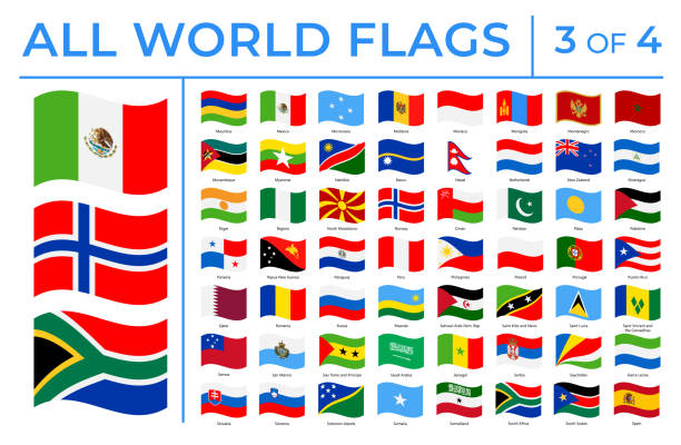 World Flags - Vector Wave Rectangle Flat Icons - Part 3 of 4 World Flags - Vector Wave Rectangle Flat Icons - Part 3 of 4 mexico poland stock illustrations