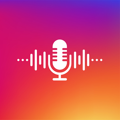 Podcast concept. Thin line icon. Abstract icon. Abstract gradient background. Modern sound wave equalizer. Vector illustration