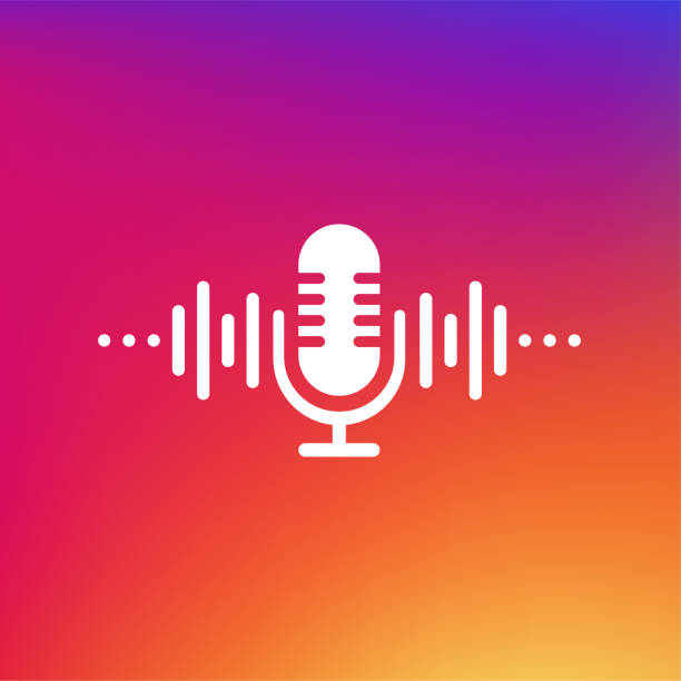 Podcast concept. Thin line icon. Abstract icon. Abstract gradient background. Modern sound wave equalizer. Vector illustration. Podcast concept. Thin line icon. Abstract icon. Abstract gradient background. Modern sound wave equalizer. Vector illustration background music audio stock illustrations