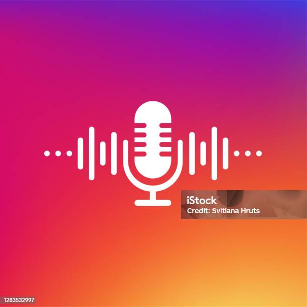 Podcast Concept Thin Line Icon Abstract Icon Abstract Gradient Background Modern Sound Wave Equalizer Vector Illustration Stock Illustration - Download Image Now