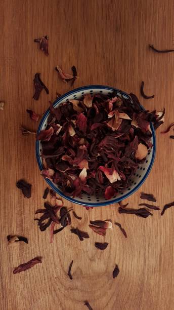 istock Close up of dried hibiscus plant 1283533507