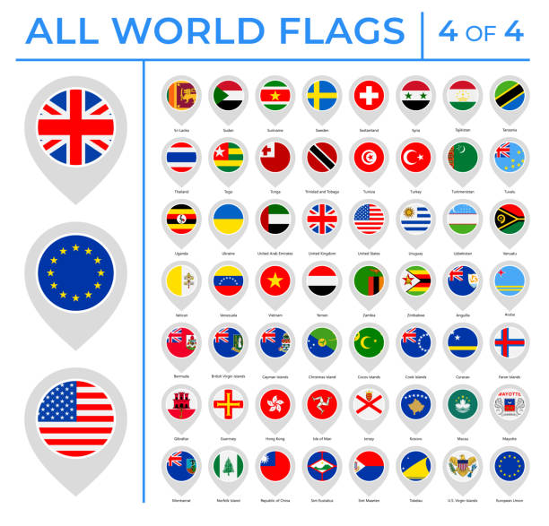 World Flags - Vector Round Pin Flat Icons - Part 4 of 4 World Flags - Vector Round Pin Flat Icons - Part 4 of 4 thailand flag round stock illustrations