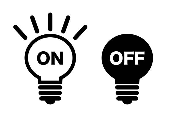 stockillustraties, clipart, cartoons en iconen met gloeilamp - in en uitschakelen