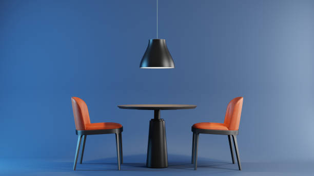 istock Modern dining room concept and blue background. Copy space Concept interior image. (8K Photo) 1283535720