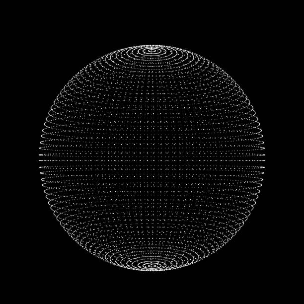 ilustrações de stock, clip art, desenhos animados e ícones de abstract spherical transparent 3d shape made of dots - striped mesh abstract wire frame