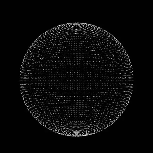 Vector illustration of Abstract spherical transparent 3d shape made of dots