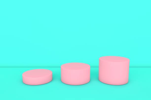 istock 3D Pink Stands On Turquoise Background, Product Stand, Blank Scene 1283540928