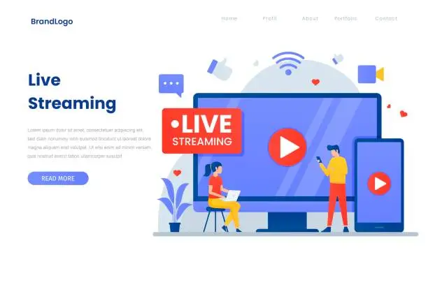 Vector illustration of Live streaming illustration landing page