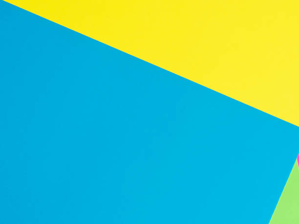 istock blue green yellow paper background. . Geometric figures, shapes. Abstract geometric flat composition 1283546389