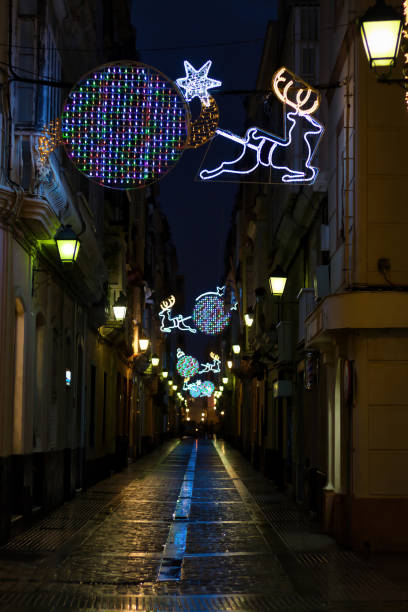 istock Street with Christmas decorations 1283546501