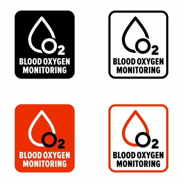 illustrations, cliparts, dessins animés et icônes de signe d’information sur les dispositifs médicaux de surveillance de l’oxygène du sang - couleur saturée