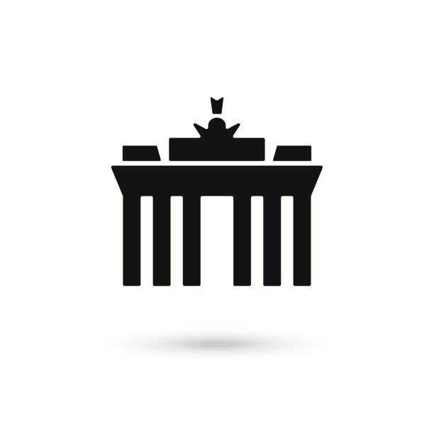 Brandenburg Gate, landmark of Berlin, German flat black icon. Brandenburg Gate, landmark of Berlin, German flat black icon. brandenburg gate stock illustrations