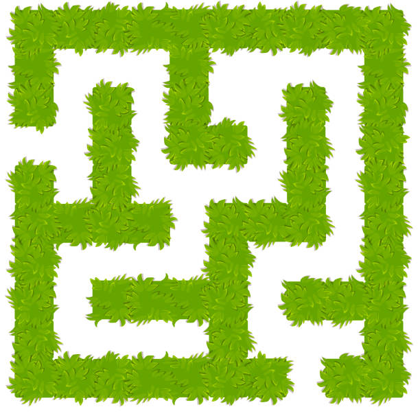 istock Education logic game bush labyrinth for kids. Isolated simple square maze. 1283549824