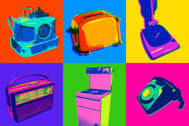 Vector illustration of Retro Domestic Appliances