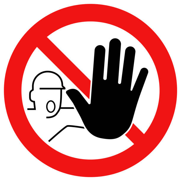 czerwony znak stopu z wektorem ikony symbolu dłoni - stop gesture stock illustrations