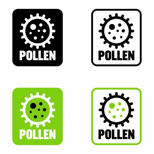 "Pollen" plant powdery substance information sign Available in high-resolution and good quality to fit the needs of your project. hay fever play stock illustrations