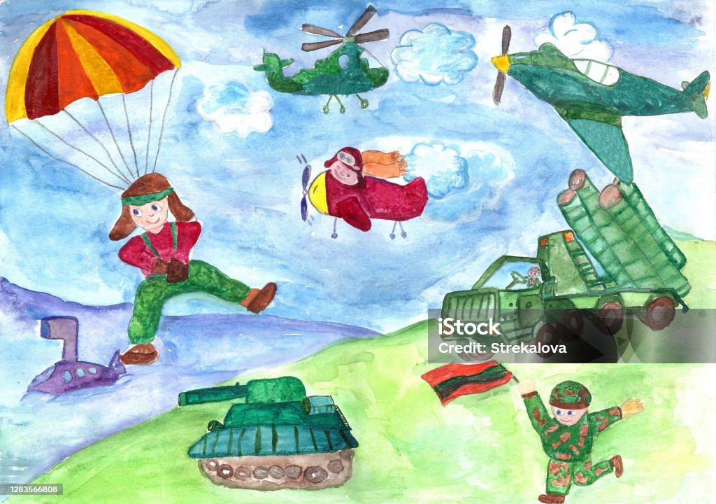 Ilustración de Dibujo A Lápiz De Ejercicios Militares En Estilo Infantil  Servicio Militar Paz Mundial y más Vectores Libres de Derechos de Guerra -  iStock