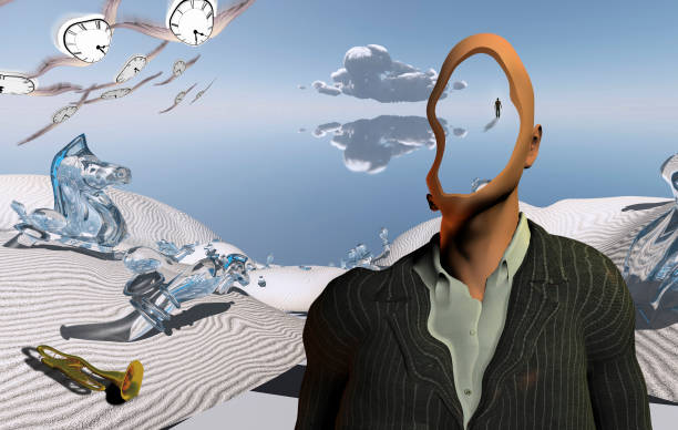 istock Surreal desert with chess figures and trumpet 1283568092