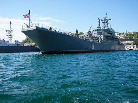 Republic of Crimea, Sevastopol - July 28, 2019: Ships of the Black Sea Fleet of Russia on the celebration of the Day of the Russian Navy in Sevastopol.
