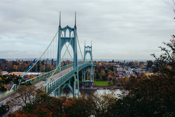 The Saint John's Bridge in Portland Oregon, USA, Pacific Northwest.