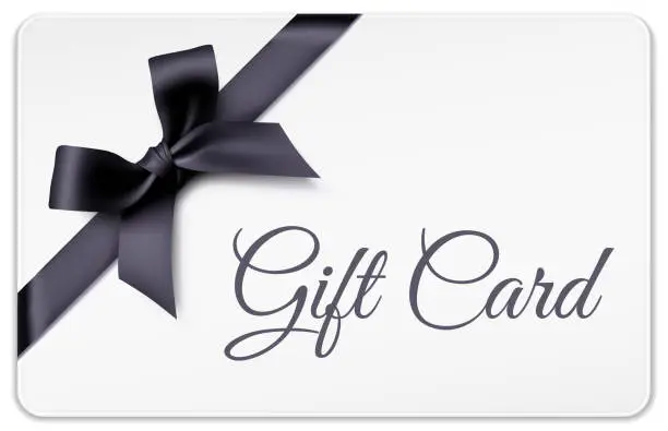 Vector illustration of White Gift Card with Black Bow