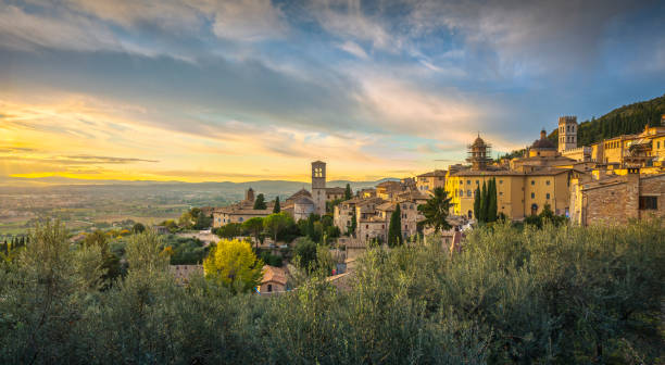 istock Assisi town at sunset. Perugia, Umbria, Italy. 1283578553