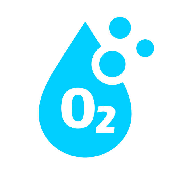 Oxygen vector icon Oxygen vector icon with water drop o2 stock illustrations
