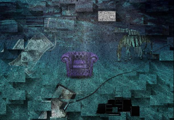 istock Purple armchair on a sea bottom 1283582073