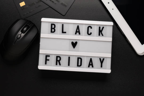 istock Black friday sale word on lightbox on black background 1283582553