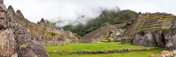 Machu Picchu, panoramic view of peruvian incan town