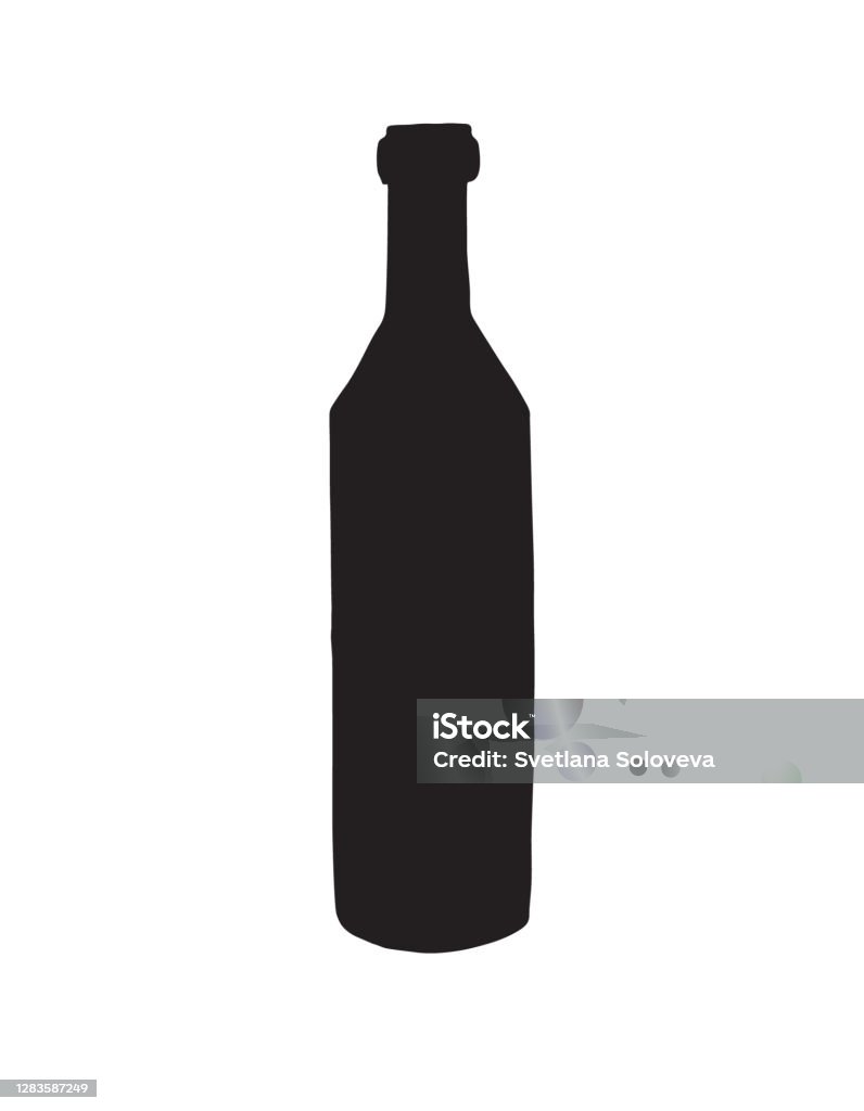 Botol Vector Hitam Vector Hitam Doodle Sketsa Siluet Botol Anggur Ilustrasi Stok - Unduh ...