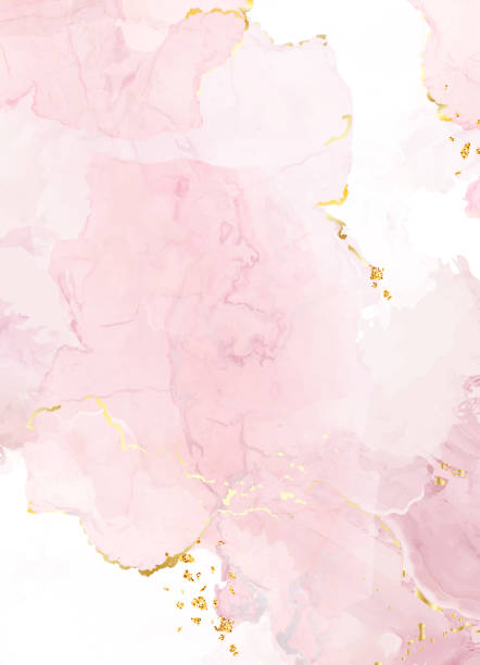 블러시 핑크 수채화 유동 벡터 디자인 카드. - pastel colored pattern dirty pink stock illustrations