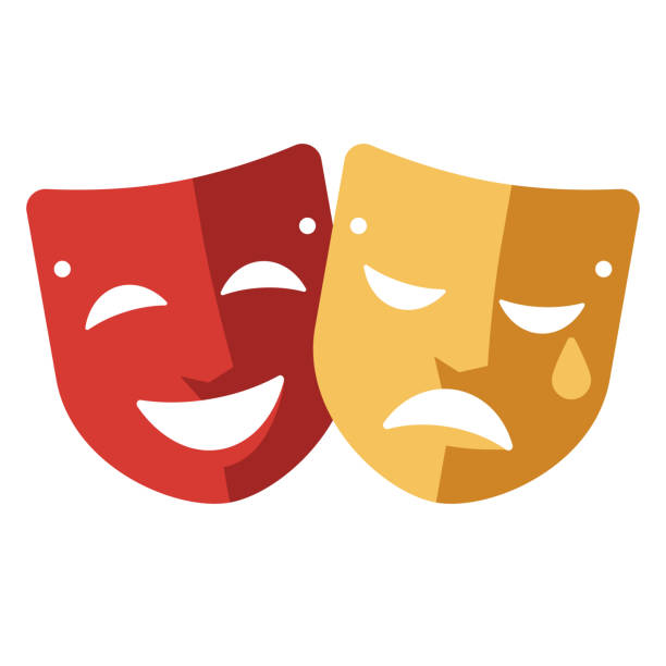 Drama Icon on Transparent Background A flat design April Fool’s Day icon on a transparent background (can be placed onto any colored background). File is built in the CMYK color space for optimal printing. Color swatches are global so it’s easy to change colors across the document. No transparencies, blends or gradients used. theater industry illustrations stock illustrations