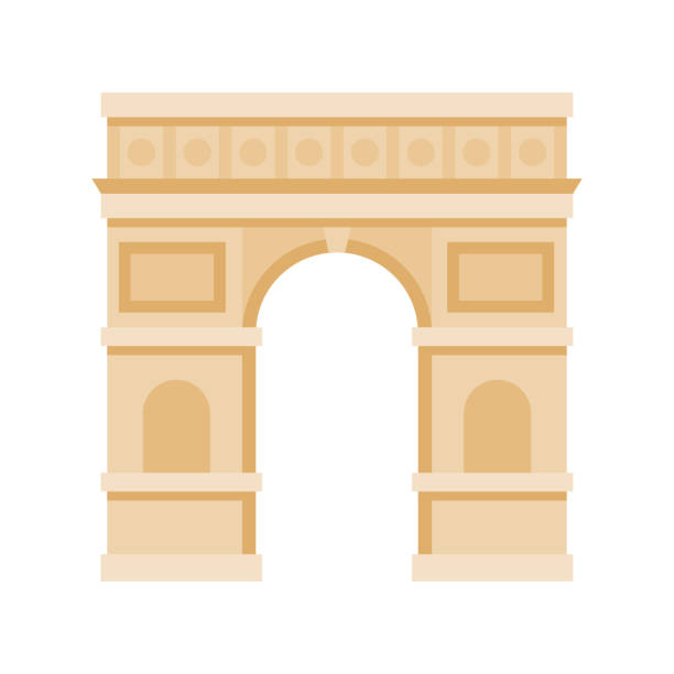 stockillustraties, clipart, cartoons en iconen met arc de triomphe-pictogram op transparante achtergrond - arc de triomphe