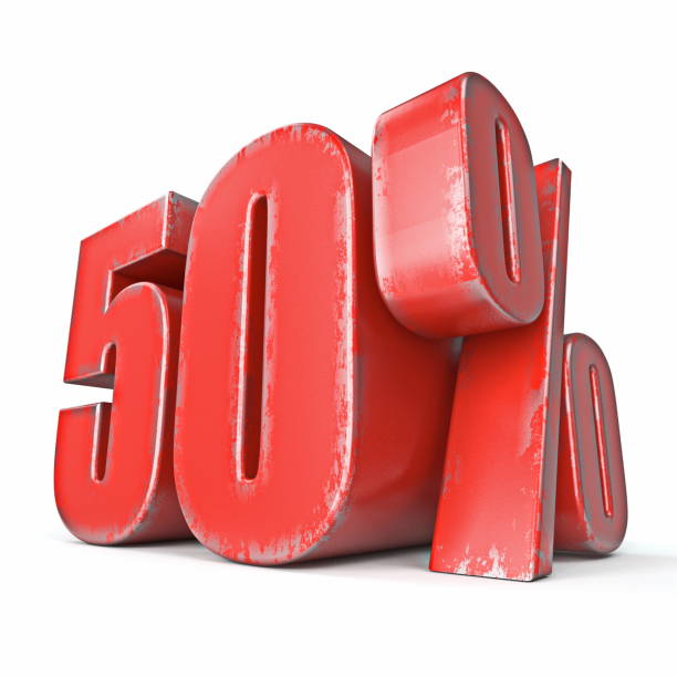 métal rouge couleur grunge 50 pour cent signe 3d - sale number 50 percentage sign number photos et images de collection