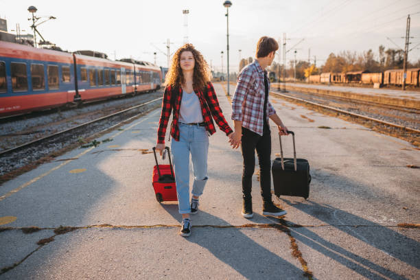 istock Young couple returning from their travels 1283598976
