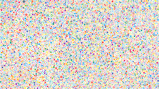 Vector horizontal background with random  colorful dots, points, circles, halftone. Abstract multi color pattern for background, banner, card. Dotted template. Stylish banner with randomly disposed spots.