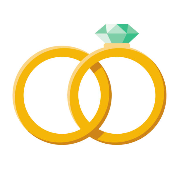 투명한 배경에 웨딩 링 아이콘 - wedding ring stock illustrations