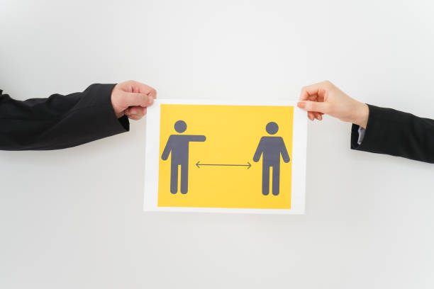 Business people securing social distance