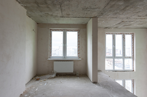 Two-level apartment in a new building without renovation, a fragment of the second floor