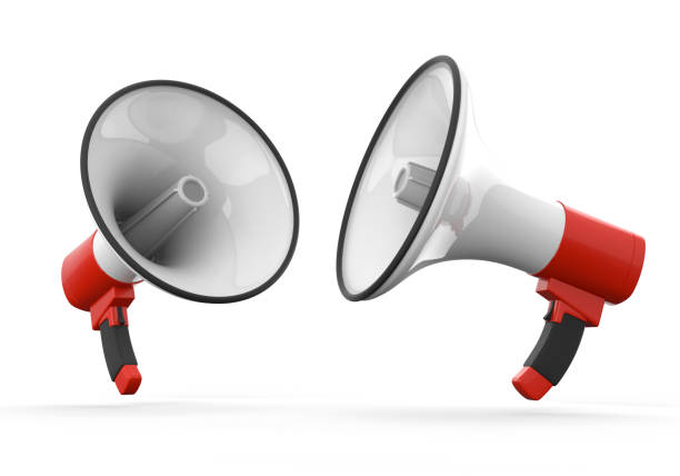 istock Megaphone isolated on white background. 3d rendering of Bullhorn 1283607736