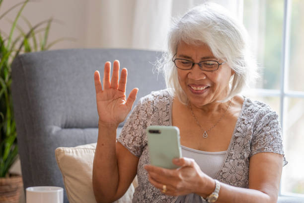 istock Senior woman on a video call 1283608686