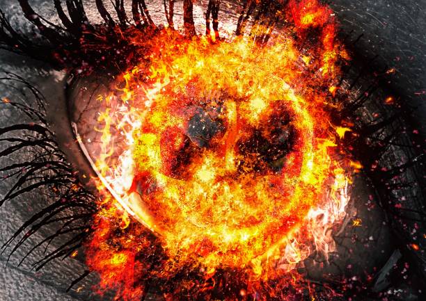 istock 3D illustration of burning flame eyes 1283610251