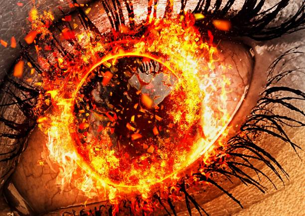 istock 3D illustration of burning flame eyes 1283610254