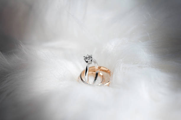 istock Diamond engagement ring and wedding rings 1283612598