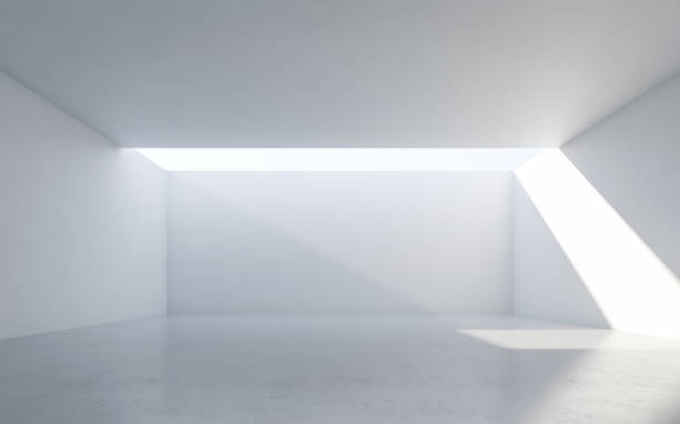 White interior Abstract white interior. Empty room with white walls. 3d rendering showroom stock pictures, royalty-free photos & images