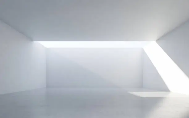 Abstract white interior. Empty room with white walls. 3d rendering