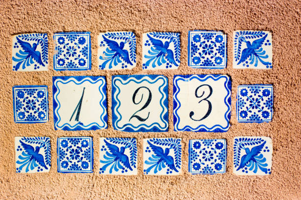 istock Ceramic Number 123 Street Address Tiles, Brown Wall 1283614111